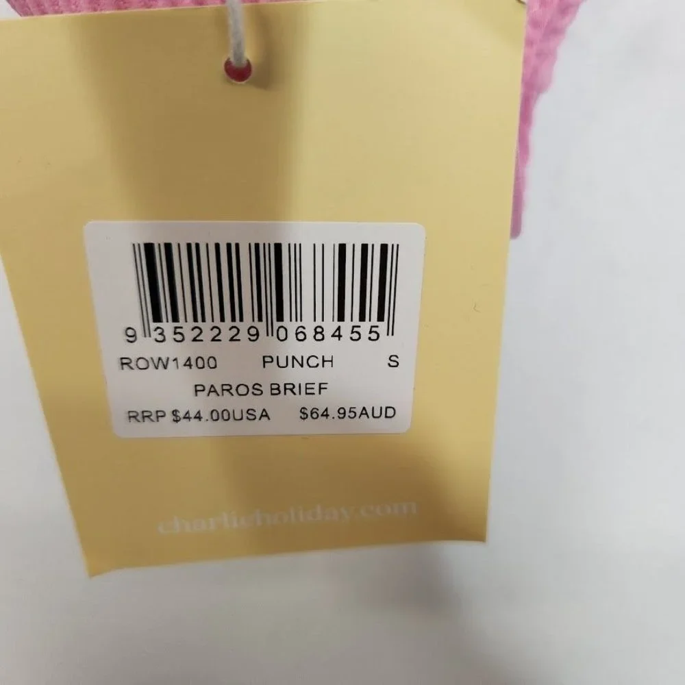 NWT Charlie‎ Holiday PAROS BRIEF in Punch Pink Size Small